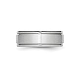 Satin wedding band ring detail view