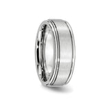 Satin wedding band ring detail view