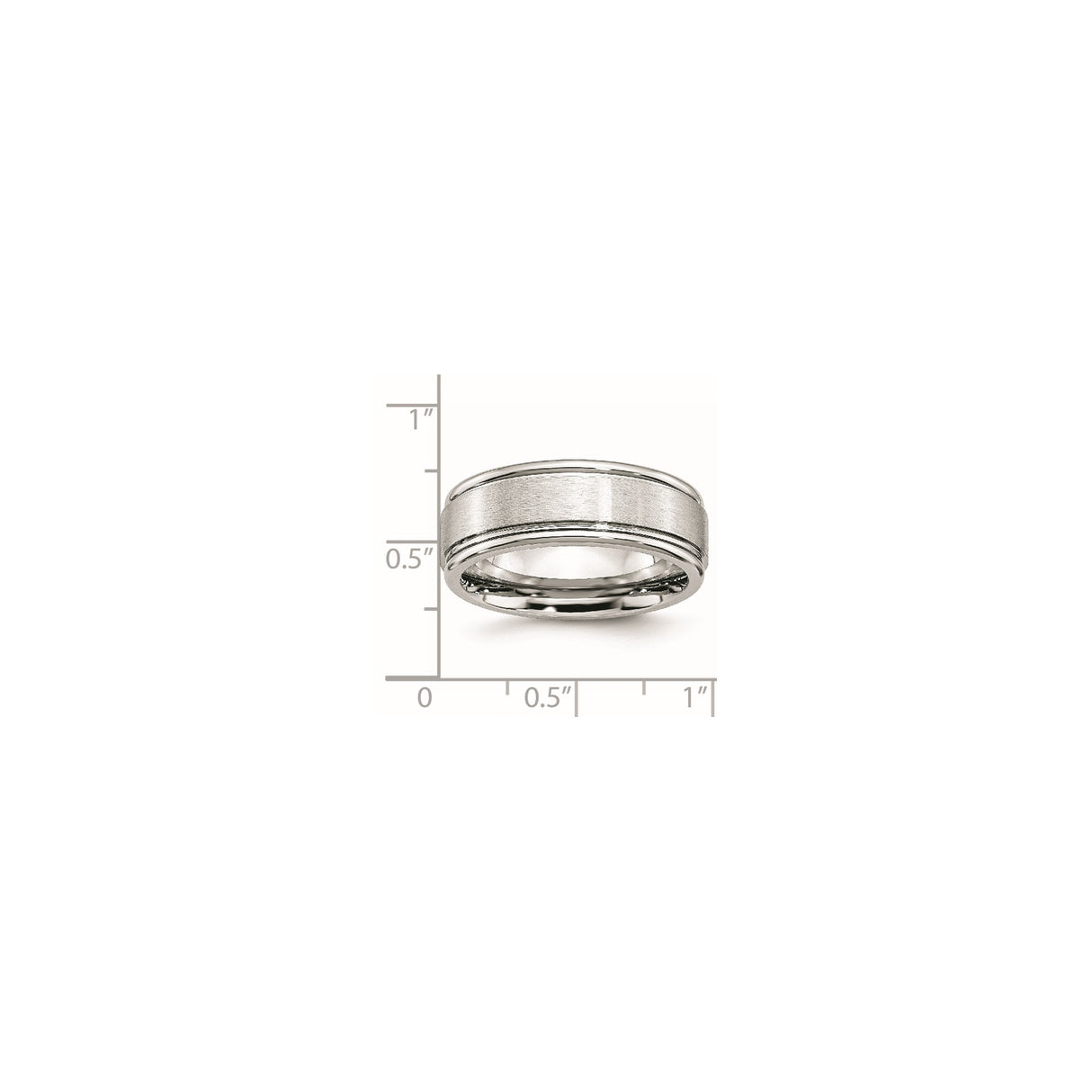 Satin wedding band ring shown for scale