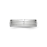 Satin wedding band ring detail view
