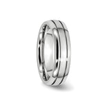 Satin wedding band ring detail view