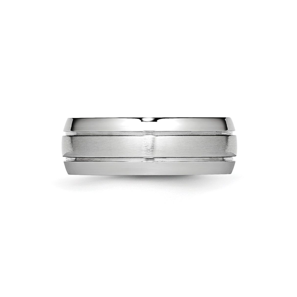 Satin wedding band ring detail view