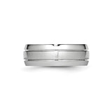 Satin wedding band ring detail view