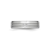 Satin wedding band ring detail view