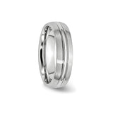 Satin wedding band ring detail view