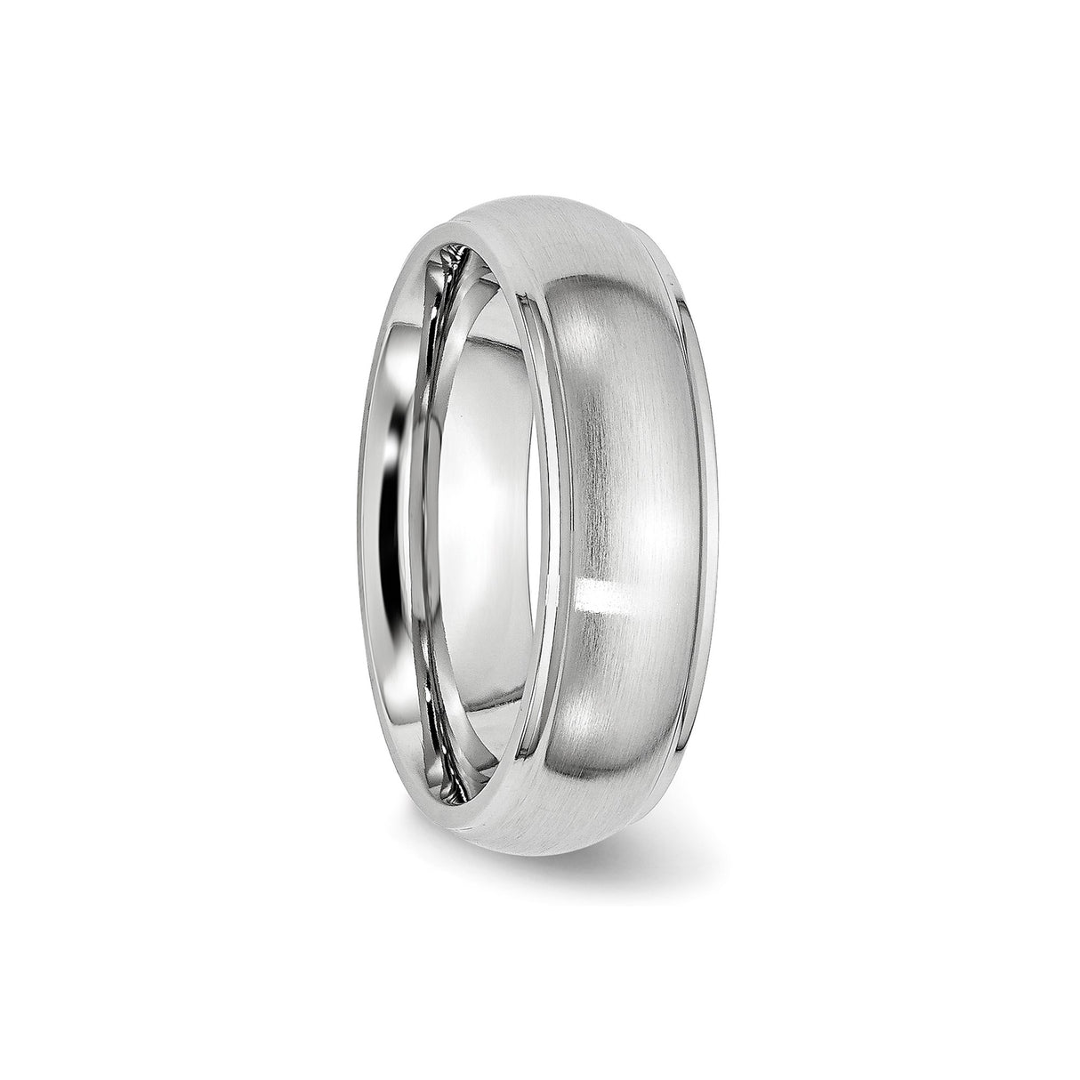 Satin wedding band ring detail view