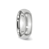 Satin wedding band ring detail view