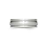 Satin wedding band ring detail view