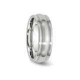 Satin wedding band ring detail view