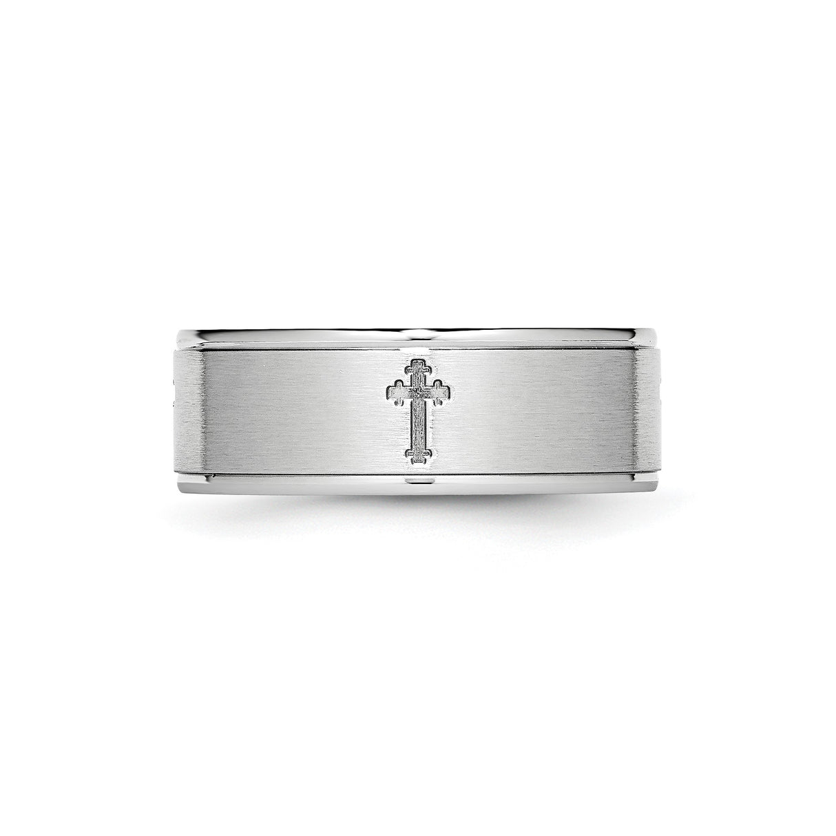 Satin wedding band ring detail view