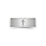 Satin wedding band ring detail view