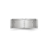 Satin wedding band ring detail view