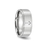 Satin wedding band ring detail view