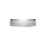 Satin wedding band ring detail view