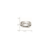 Satin wedding band ring shown for scale