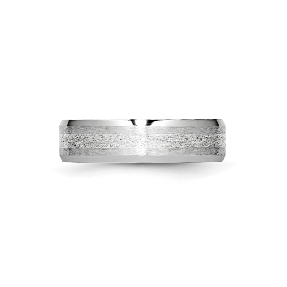 Beveled Edge, Satin wedding band ring detail view