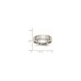 Beveled Edge, Satin wedding band ring shown for scale