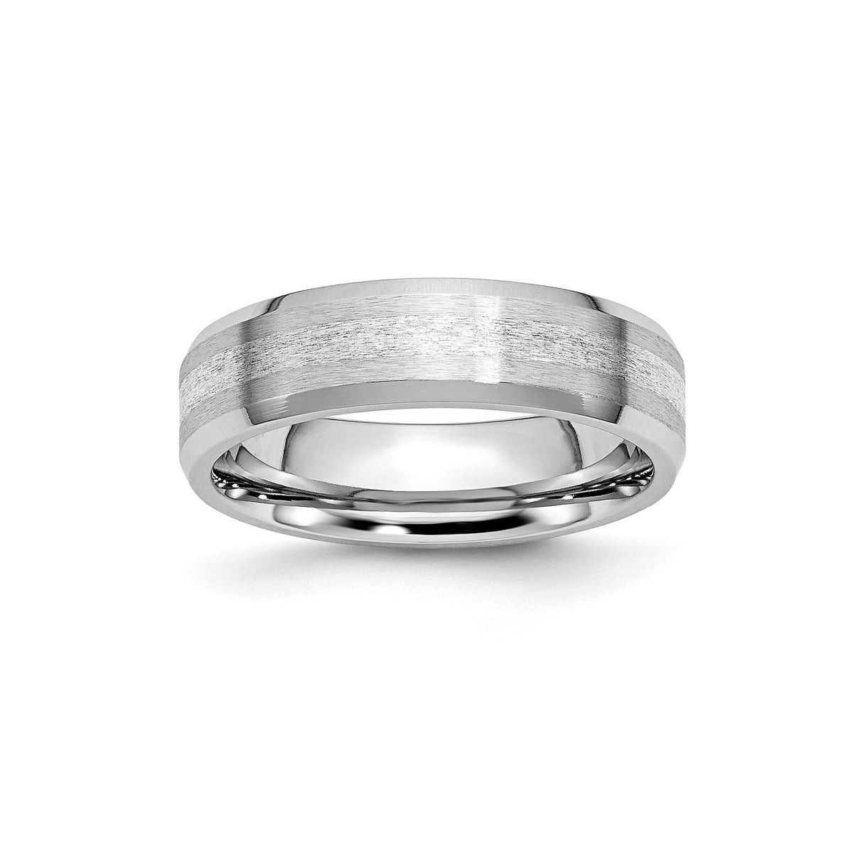 Beveled Edge, Satin wedding band ring