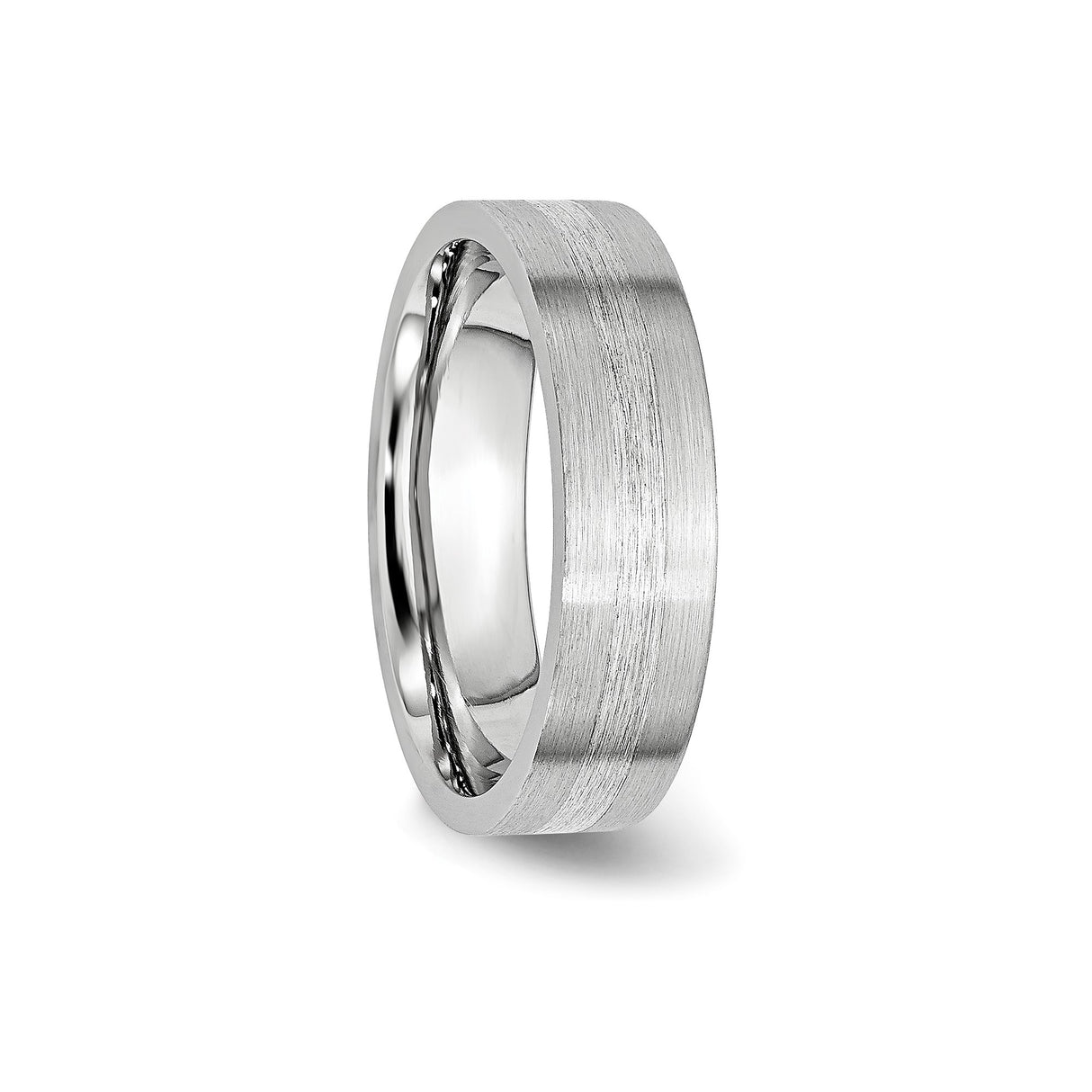 Satin, Flat wedding band ring detail view