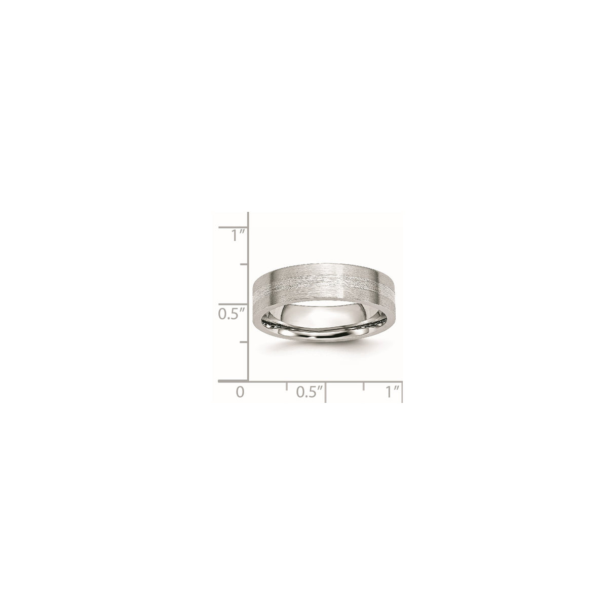 Satin, Flat wedding band ring shown for scale