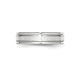 Satin wedding band ring detail view