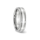 Satin wedding band ring detail view