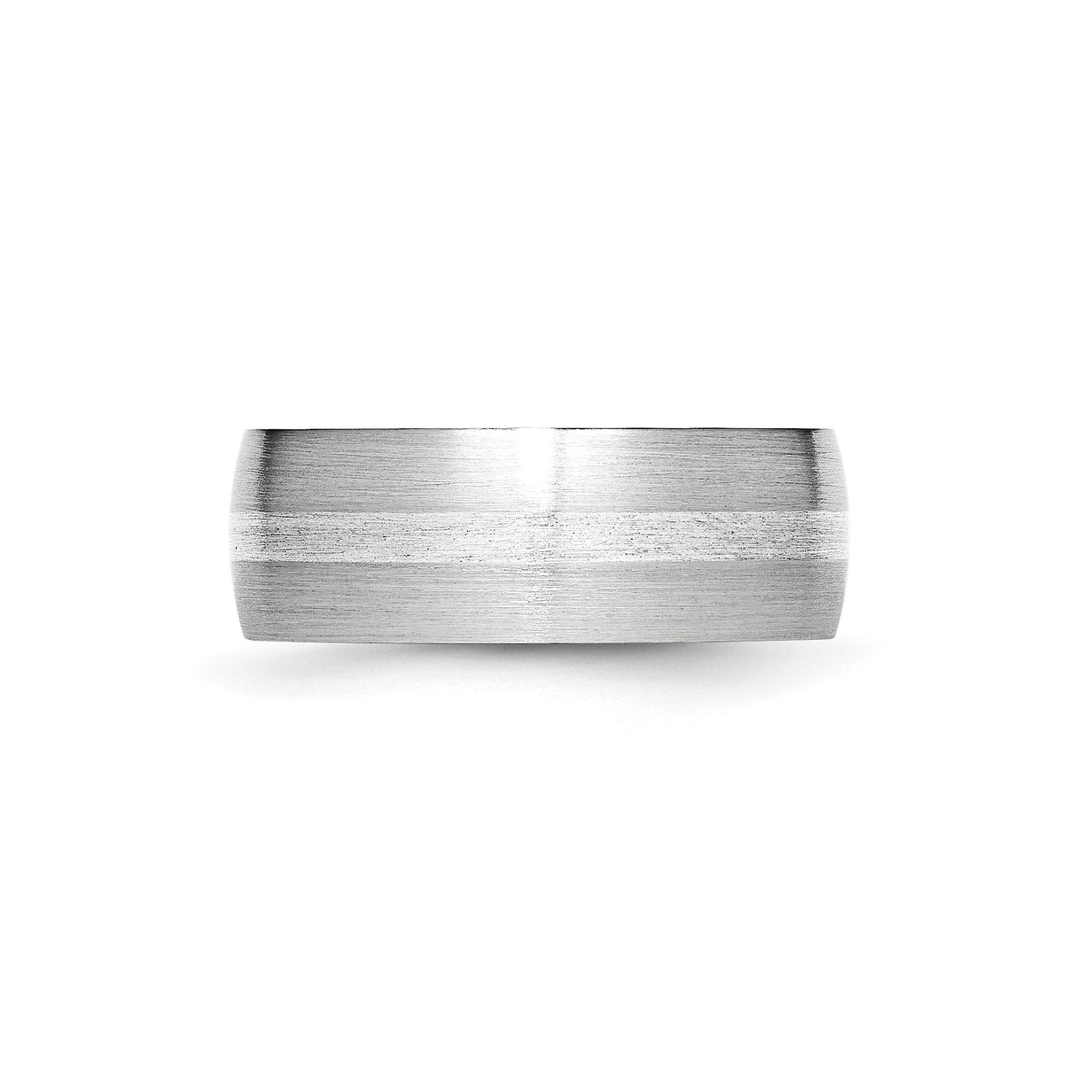 Satin wedding band ring detail view