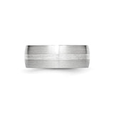 Satin wedding band ring detail view