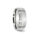 Satin wedding band ring detail view