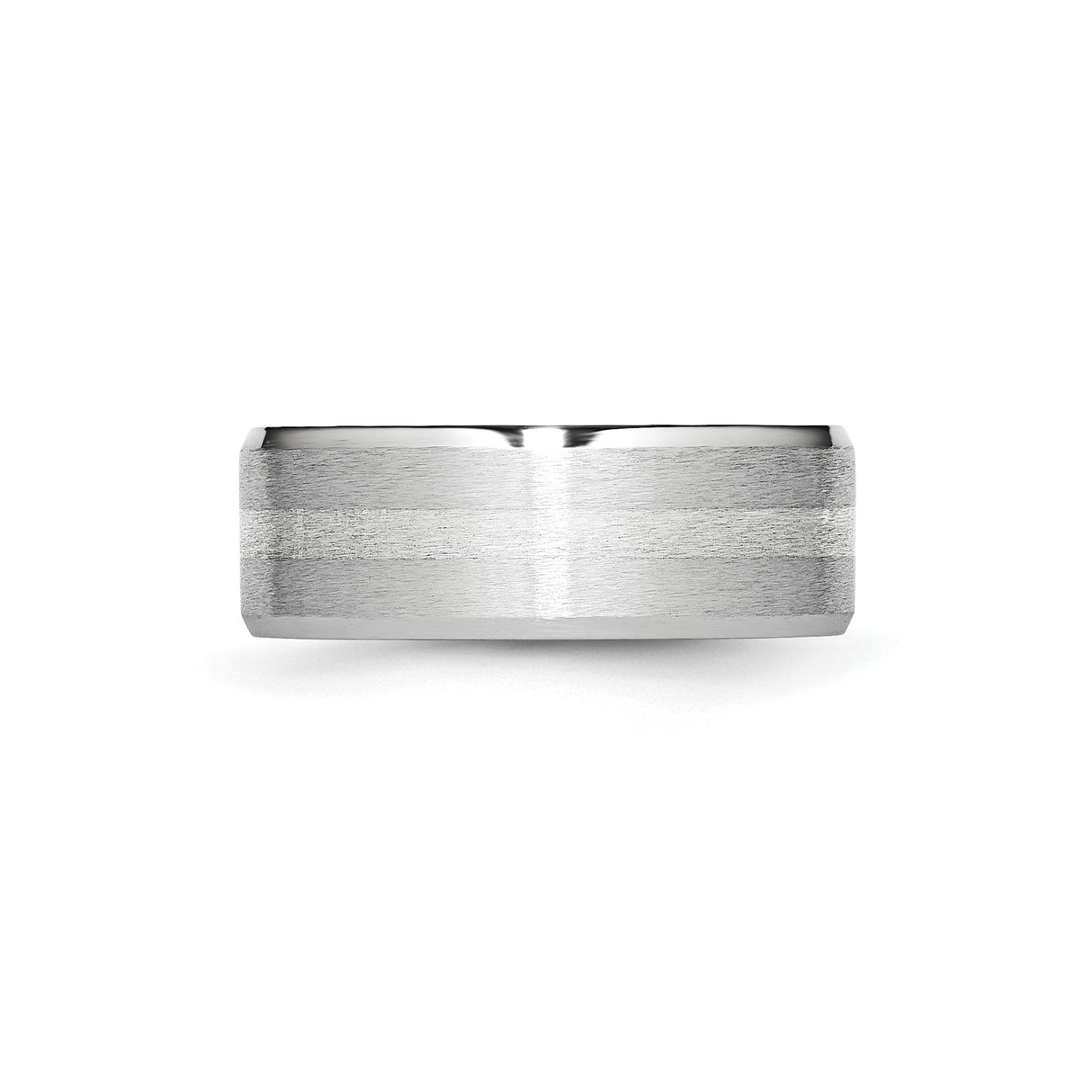 Beveled Edge, Satin wedding band ring detail view