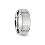 Beveled Edge, Satin wedding band ring detail view