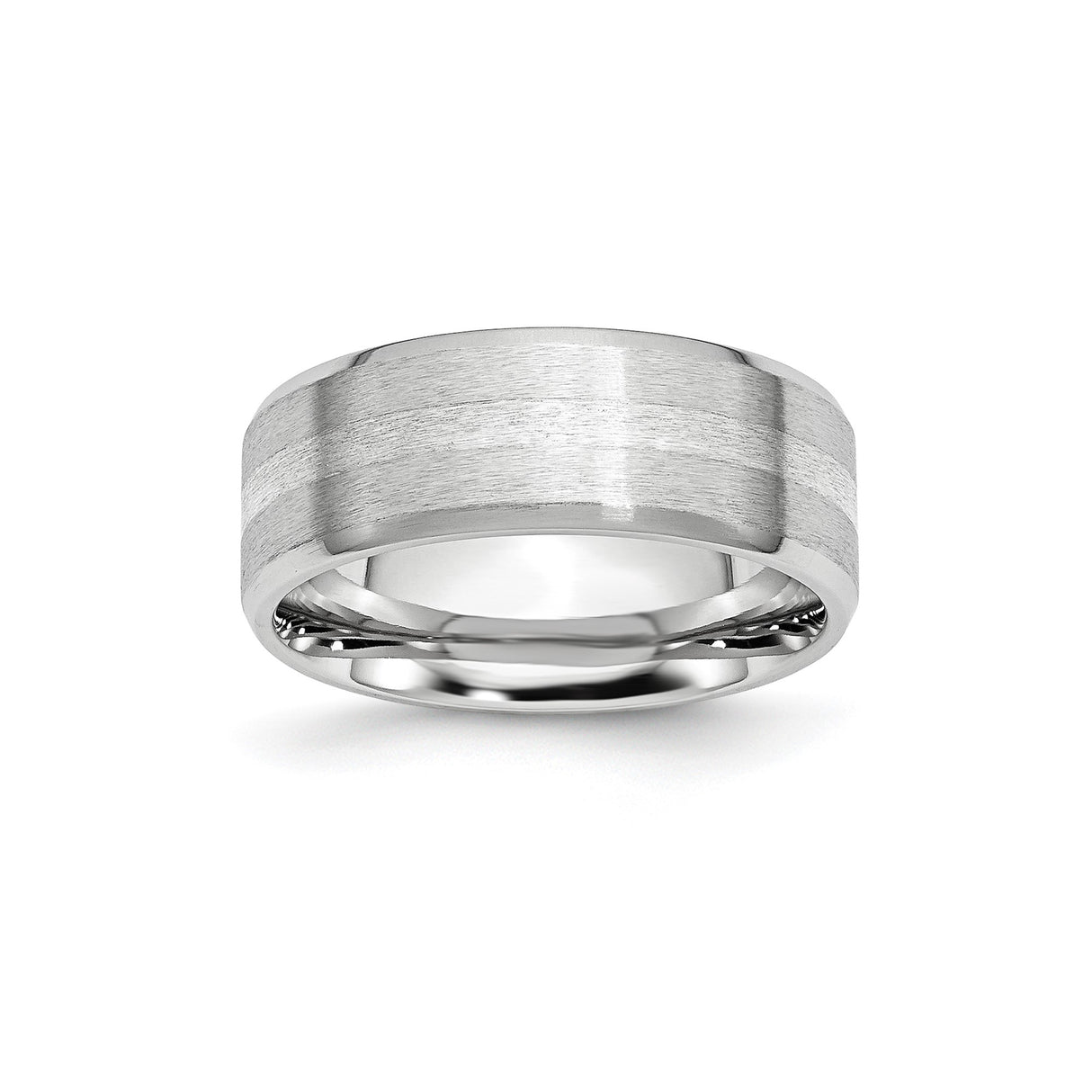 Beveled Edge, Satin wedding band ring