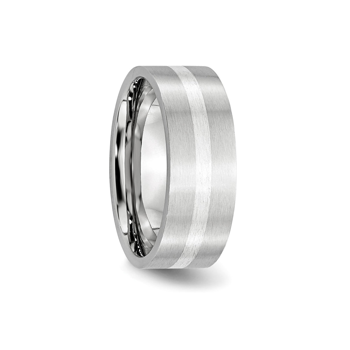 Satin, Flat wedding band ring detail view