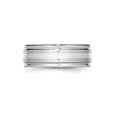 Satin wedding band ring detail view