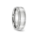 Satin wedding band ring detail view