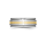 14k Satin wedding band ring detail view