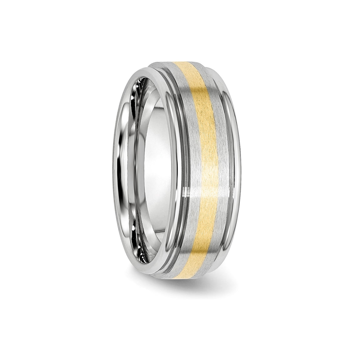 14k Satin wedding band ring detail view