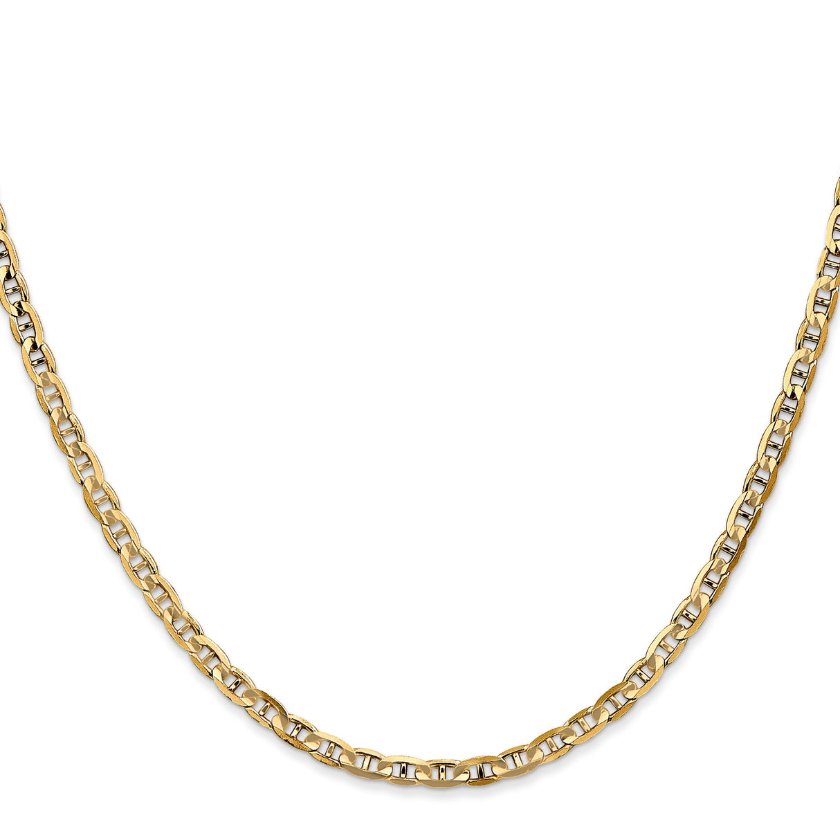 14K Yellow Gold 3 mm Polished Chain Necklace, Solid