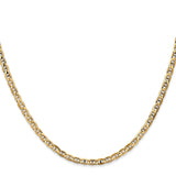 14K Yellow Gold 3 mm Polished Chain Necklace, Solid