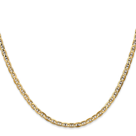 14K Yellow Gold 3 mm Polished Chain Necklace, Solid