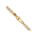 14K Yellow Gold 3 mm Polished Chain Necklace, Solid alternate angle