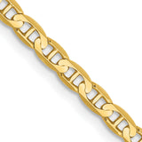 14K Yellow Gold 3 mm Polished Chain Necklace, Solid detail view