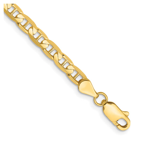 14K Yellow Gold 3.75 mm Polished Chain Anklet, Solid