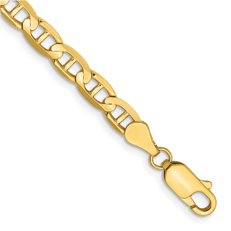 14K Yellow Gold 4.5 mm Polished Chain Bracelet, Solid