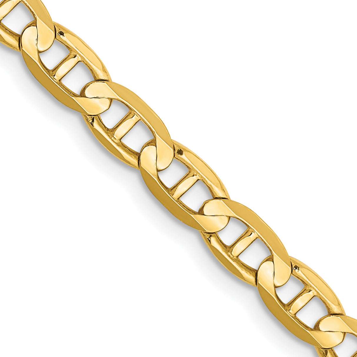 14K Yellow Gold 4.5 mm Polished Chain Necklace, Solid detail view