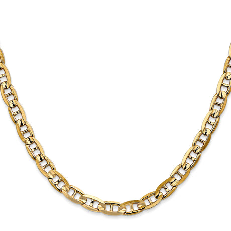 14K Yellow Gold 5.25 mm Polished Chain Necklace, Solid