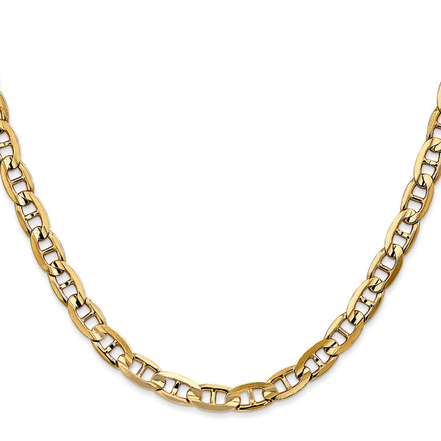 14K Yellow Gold 5.25 mm Polished Chain Necklace, Solid