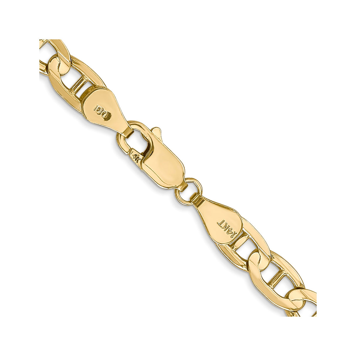 14K Yellow Gold 5.25 mm Polished Chain Necklace, Solid alternate angle