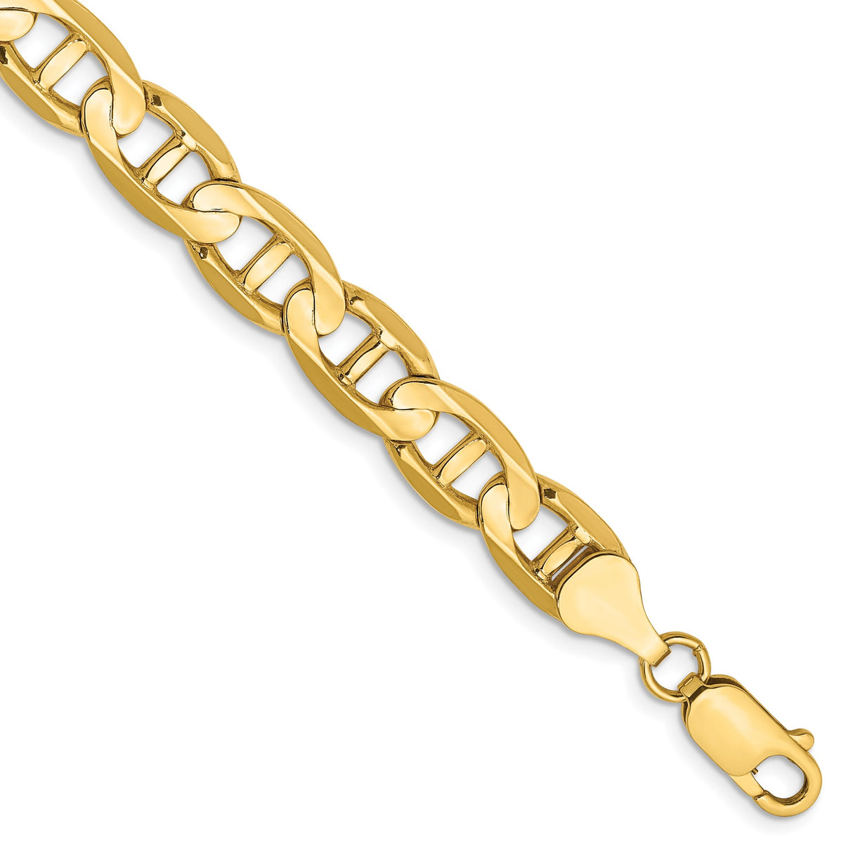 14K Yellow Gold 8 mm Polished Chain Bracelet, Solid shown for scale