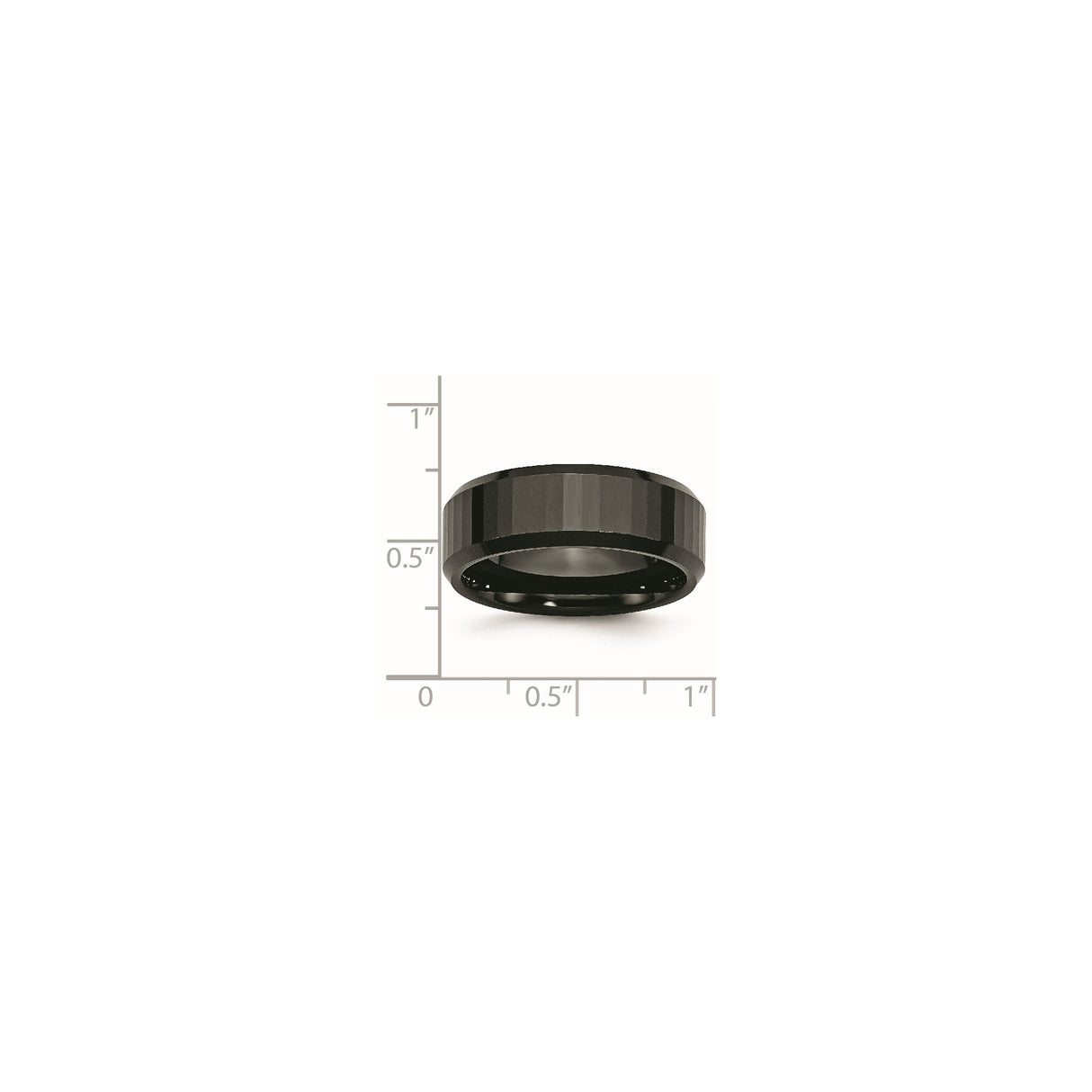 Beveled Edge wedding band ring shown for scale